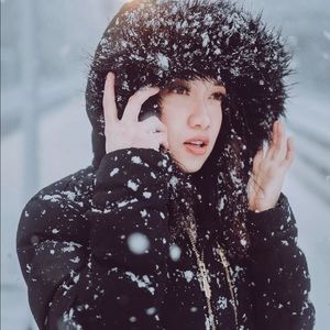 Calvin Klein Winter Coat Fur Trim Hoodie M